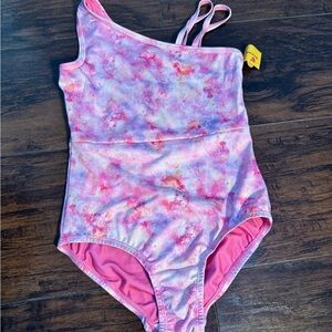 Cat & Jack Pink and Purple One Piece Swimsuit Asymmetrical Design
